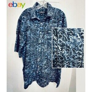 J. Peterman Xxl Blue Short Sleeve Button Up 100% Cotton Seashell Buttons ReAD!!